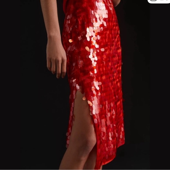 Maeve (Anthropologie) Red Sequin Midi Skirt - Picture 1 of 3